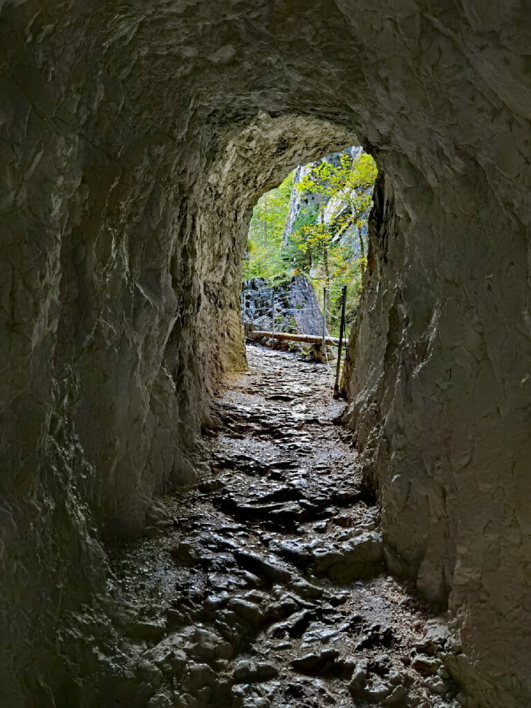 Durch diesen Tunnel musst du am Eingang in der Kaiserklamm wandern